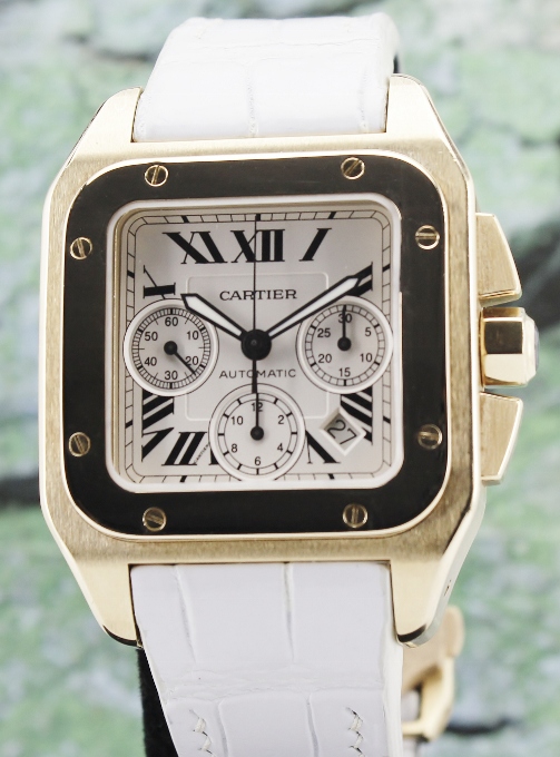 (image for) A Cartier Santos 100 XL Solid 18K Yellow Gold Chronograph / W20096Y1